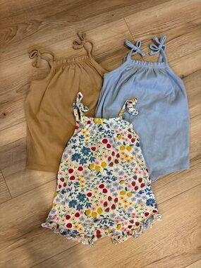 Old Navy Tie-Shoulder Romper lot - Blue, Tan, Multicolor Floral